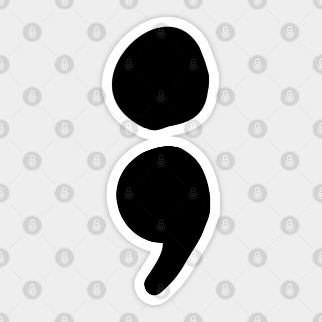 semicolon (black) Sticker by mystudiocreate